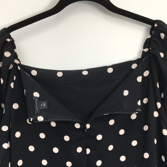 Ann Taylor Black and White Polka Dot Long Sleeve Square Neckline Dress Size 18T - Picture 6 of 8